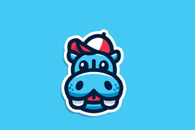 河马主题元素logo设计